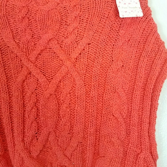 Free People orange knitted crop sweater - Picture 4 of 6